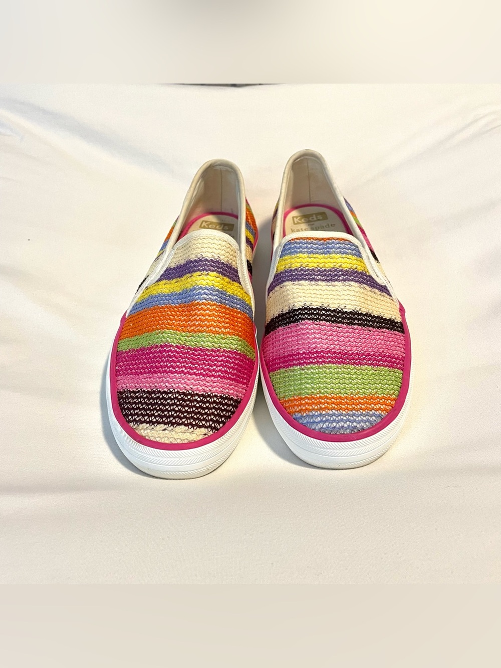 Keds + Kate Spade Double Decker Crochet Slip~On Sneakers-Multi Color-Wmn Sz 6.5